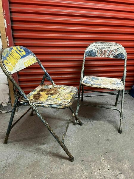 Vintage Metal Folding Chairs Billy Smarts Circus C1950s