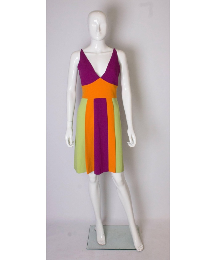 Vintage Moschino Multi Colour Runway Crepe Dress