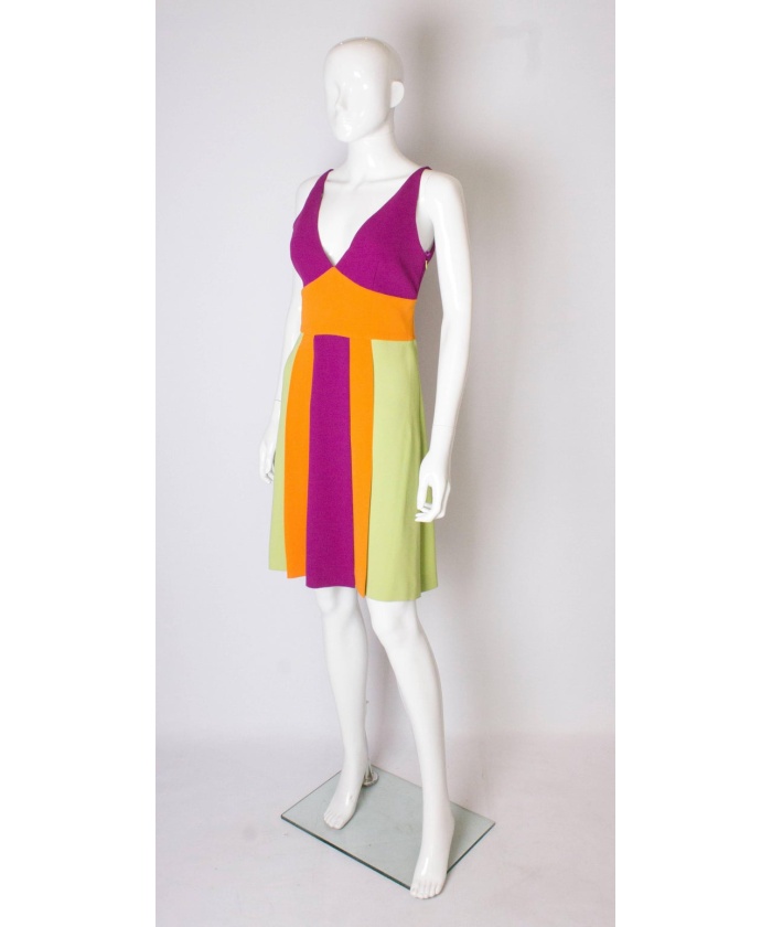 Vintage Moschino Multi Colour Runway Crepe Dress