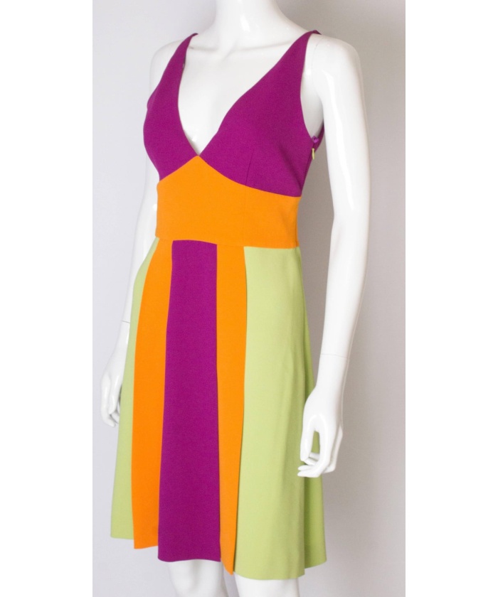 Vintage Moschino Multi Colour Runway Crepe Dress