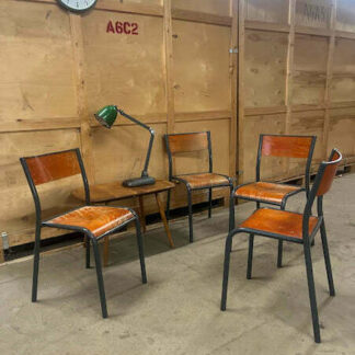 Vintage Mullca French Stacking School Type Chairs Tubular Steel / Ply