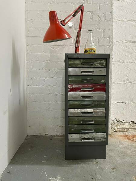 Vintage Myers Filing Cabinet Pale Grey