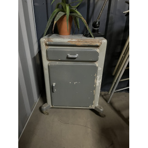 Vintage Wooden Medical Cabinet On Wheels Eastern European. Bedside Table