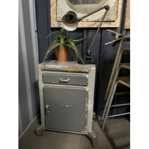 Vintage Wooden Medical Cabinet On Wheels Eastern European. Bedside Table