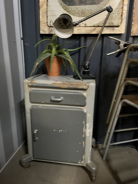 Vintage Wooden Medical Cabinet On Wheels Eastern European. Bedside Table