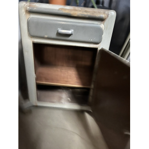 Vintage Wooden Medical Cabinet On Wheels Eastern European. Bedside Table