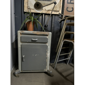 Vintage Wooden Medical Cabinet On Wheels Eastern European. Bedside Table
