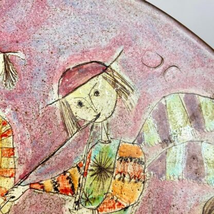 Whimsical Hand-Painted Ceramic Plate by Baratti Pesaro, 1970s