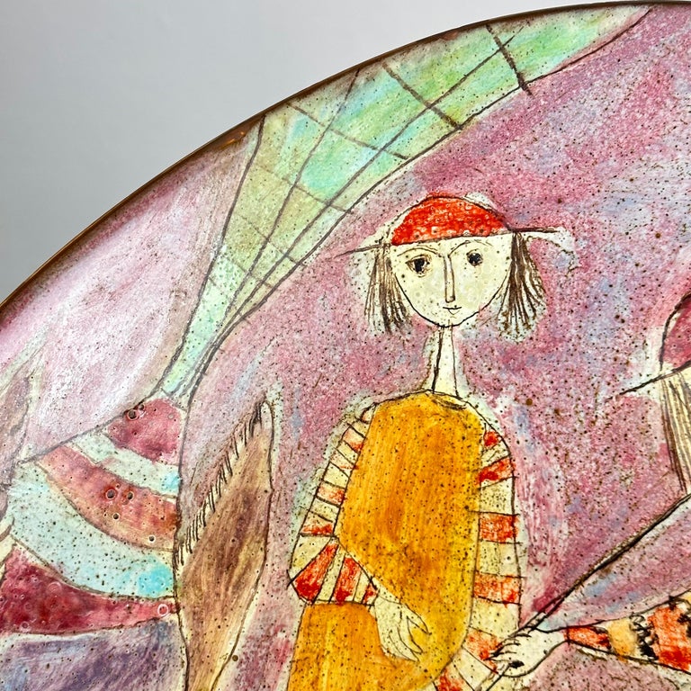 Whimsical Hand-Painted Ceramic Plate by Baratti Pesaro, 1970s