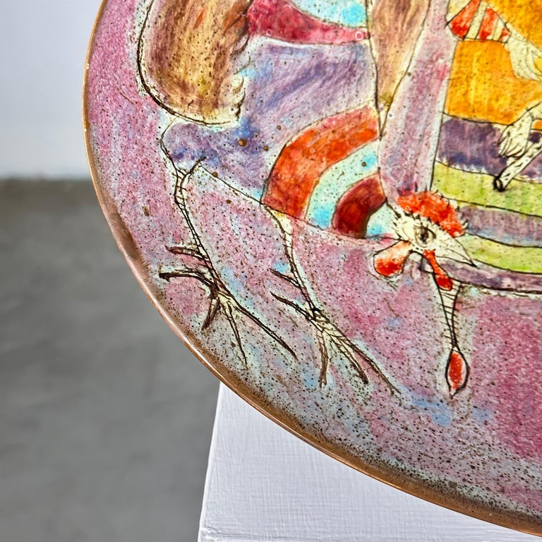 Whimsical Hand-Painted Ceramic Plate by Baratti Pesaro, 1970s