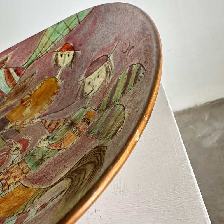 Whimsical Hand-Painted Ceramic Plate by Baratti Pesaro, 1970s