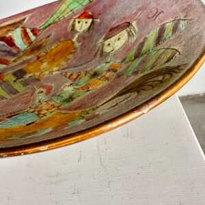 Whimsical Hand-Painted Ceramic Plate by Baratti Pesaro, 1970s