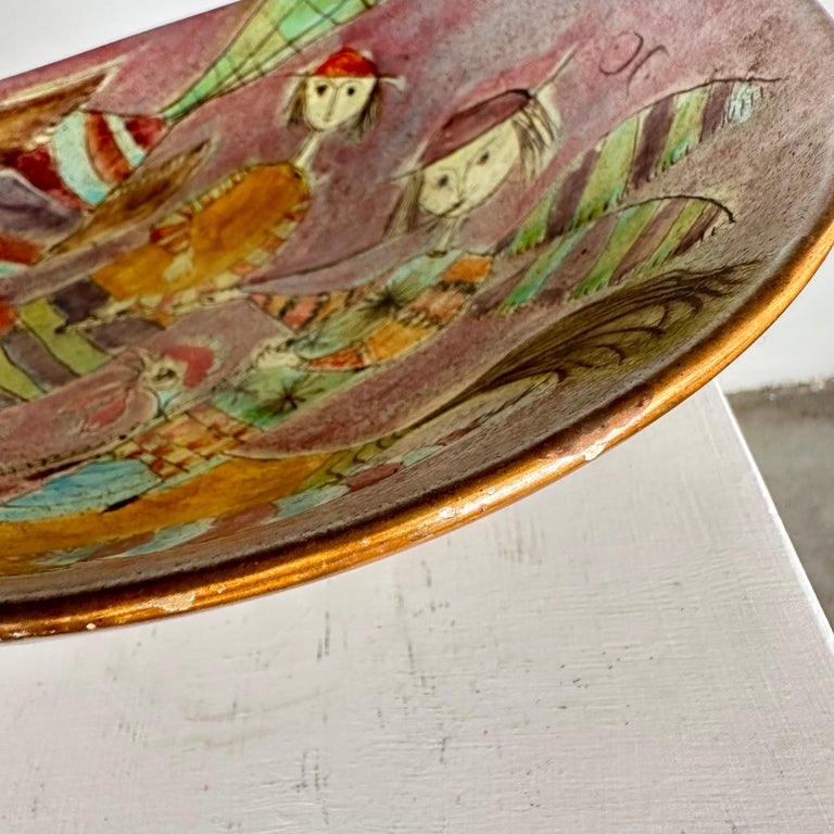 Whimsical Hand-Painted Ceramic Plate by Baratti Pesaro, 1970s