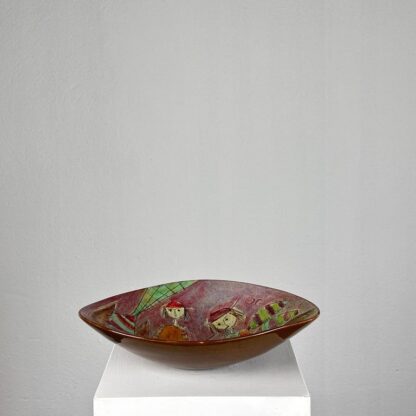 Whimsical Hand-Painted Ceramic Plate by Baratti Pesaro, 1970s