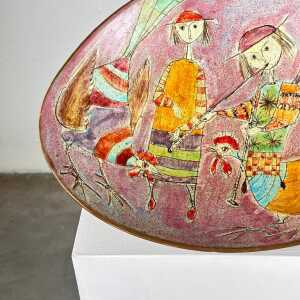 Whimsical Hand-Painted Ceramic Plate by Baratti Pesaro, 1970s