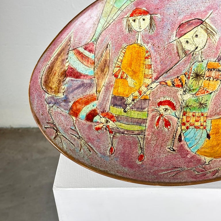 Whimsical Hand-Painted Ceramic Plate by Baratti Pesaro, 1970s