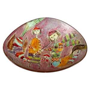 Whimsical Hand-Painted Ceramic Plate by Baratti Pesaro, 1970s
