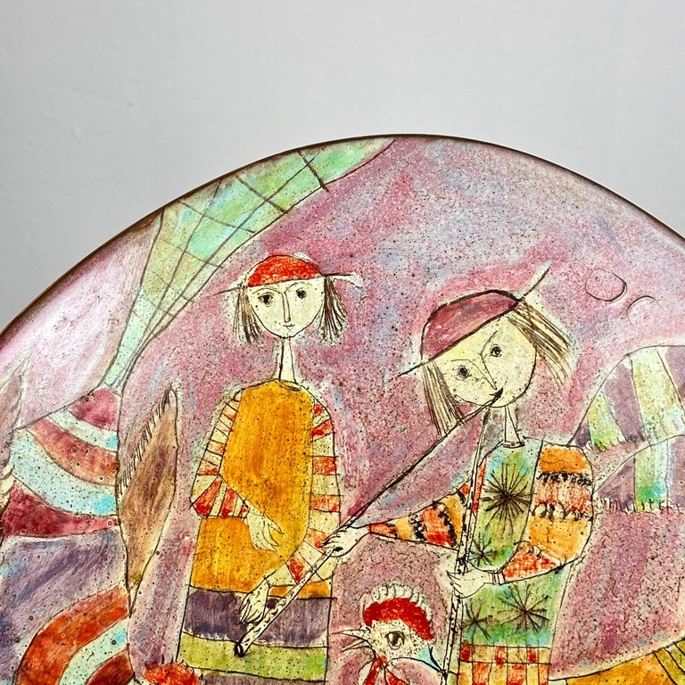 Whimsical Hand-Painted Ceramic Plate by Baratti Pesaro, 1970s