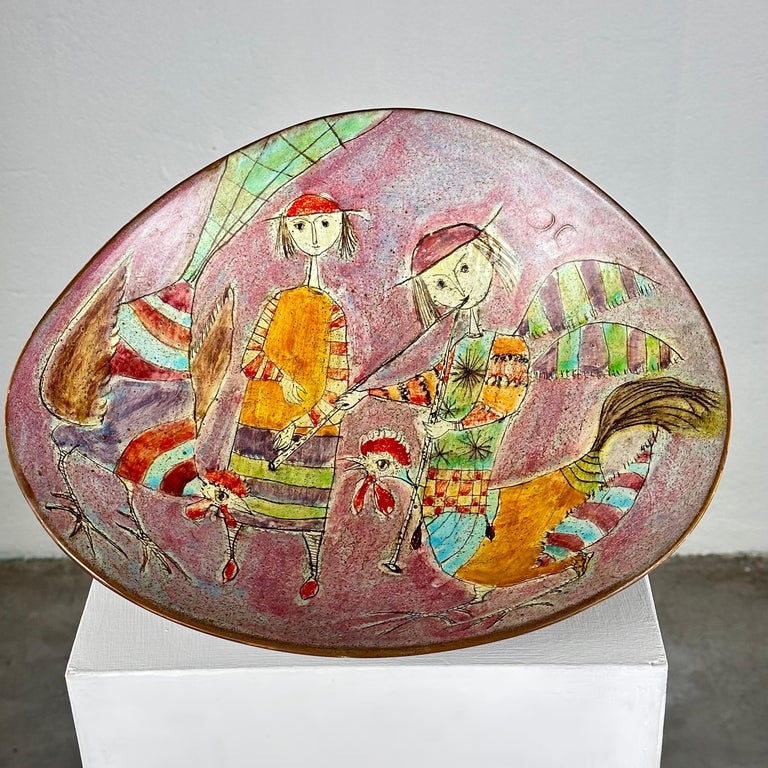 Whimsical Hand-Painted Ceramic Plate by Baratti Pesaro, 1970s