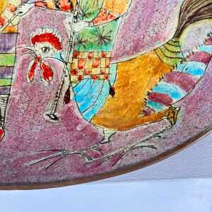Whimsical Hand-Painted Ceramic Plate by Baratti Pesaro, 1970s