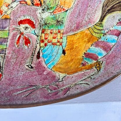 Whimsical Hand-Painted Ceramic Plate by Baratti Pesaro, 1970s