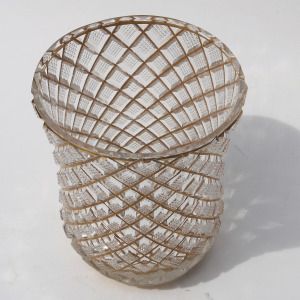 Exceptional quality antique strawberry cut glass & gilt Bohemian Beaker C.19thC