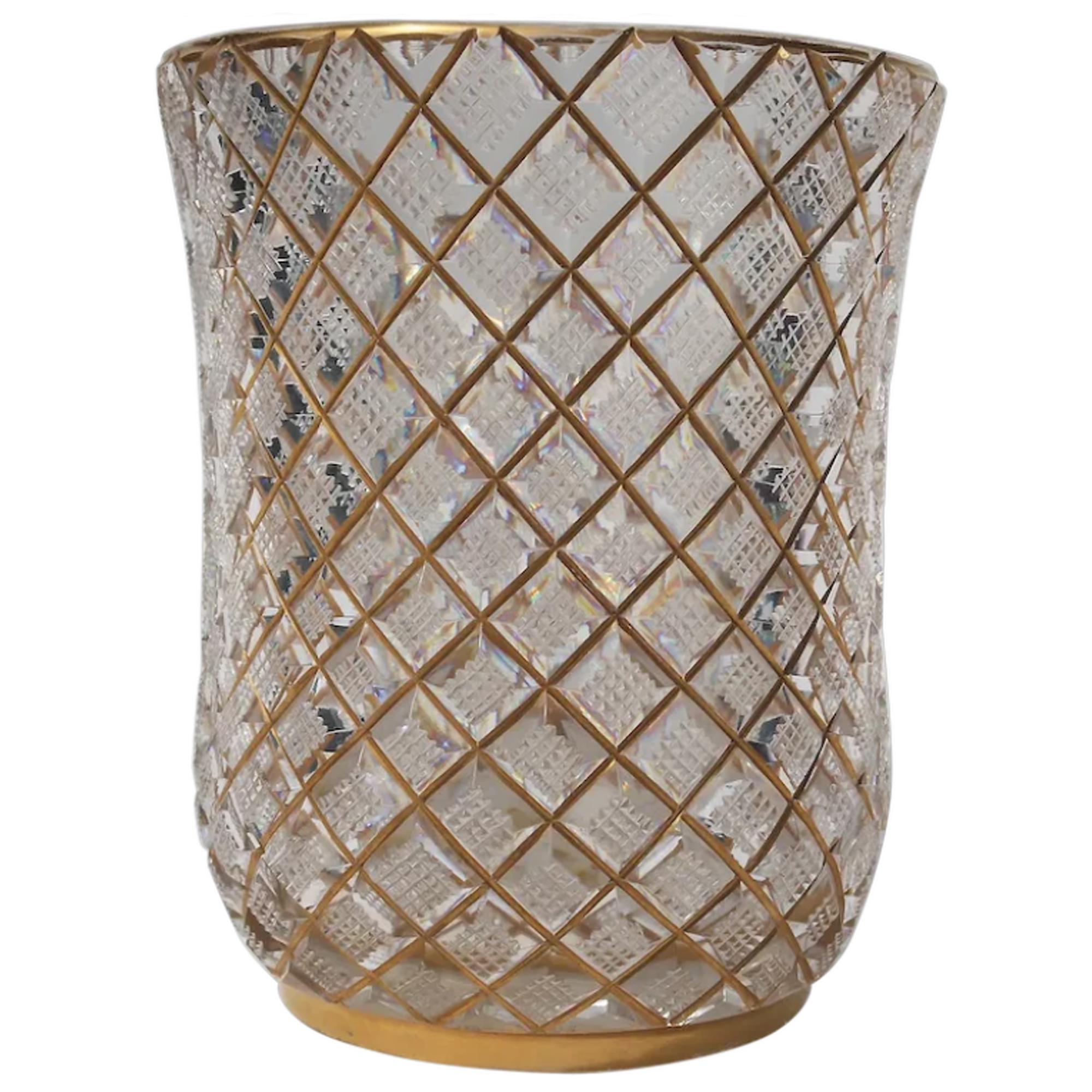 Exceptional quality antique strawberry cut glass & gilt Bohemian Beaker C.19thC