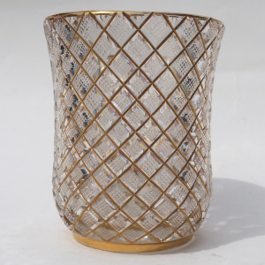 Exceptional quality antique strawberry cut glass & gilt Bohemian Beaker C.19thC