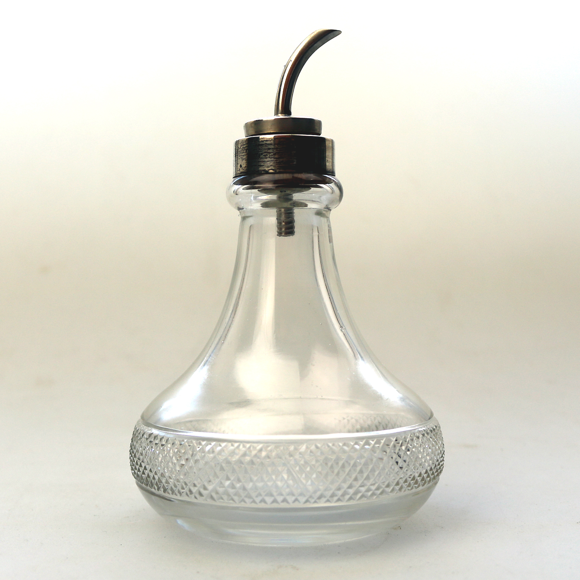 A very good antique English solid silver & cut glass Cruet Drizzle Bottle C.1932