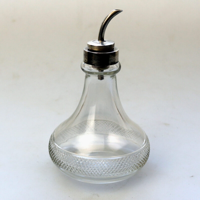 A very good antique English solid silver & cut glass Cruet Drizzle Bottle C.1932