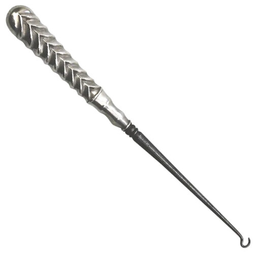 An antique solid silver handle Boot Pull lacer Button Hook 10"/25.5cm C.1888