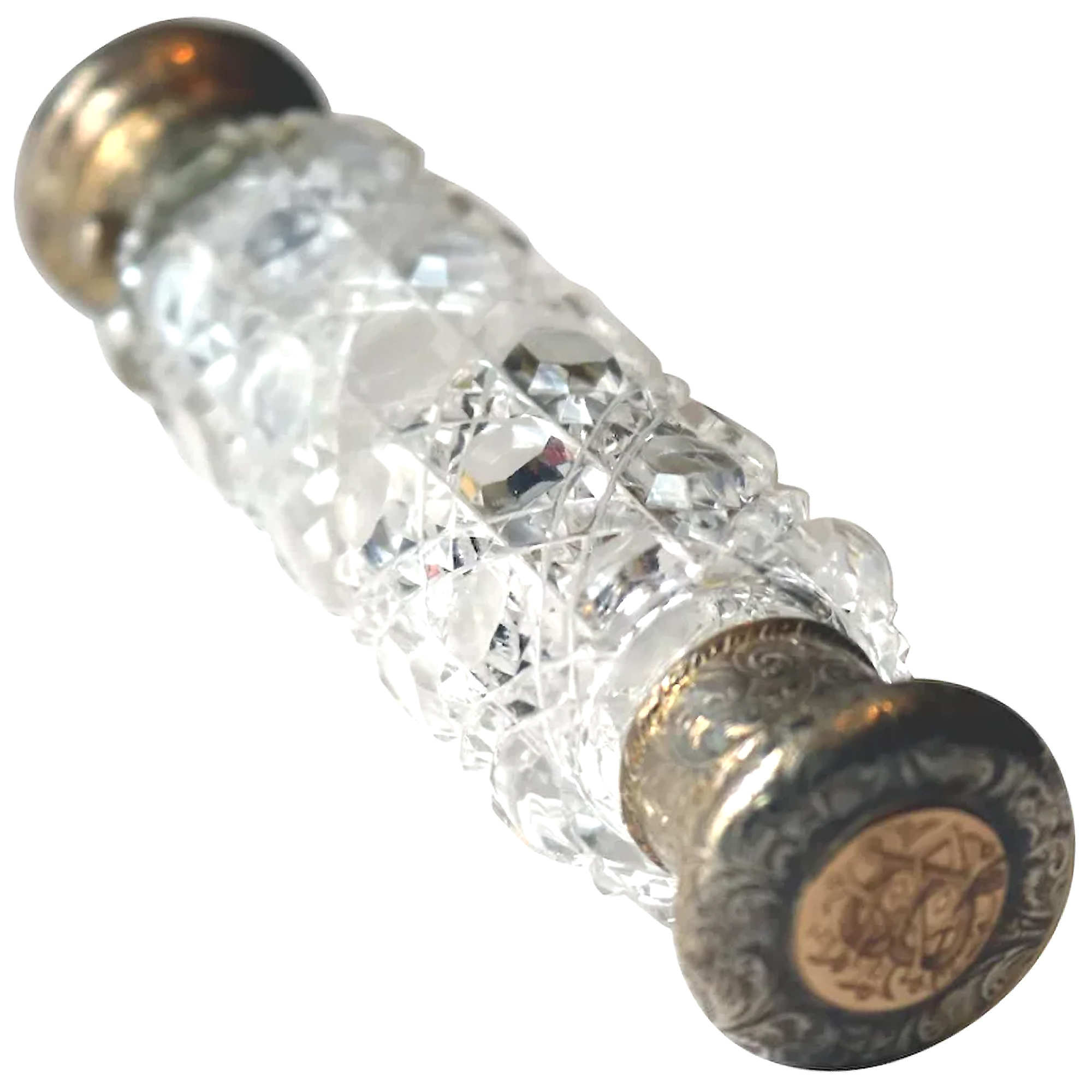 A fine Victorian double ended silver & gold cut glass Scent Perfume Bottle C.19thC