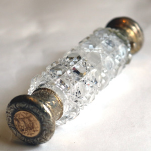 A fine Victorian double ended silver & gold cut glass Scent Perfume Bottle C.19thC