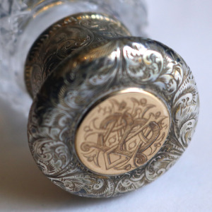 A fine Victorian double ended silver & gold cut glass Scent Perfume Bottle C.19thC