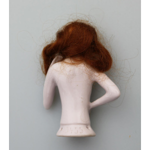 A superb Art Deco German porcelain bathing beauty half doll with hair C.1920's