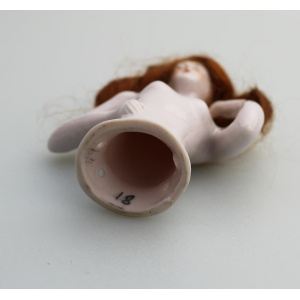 A superb Art Deco German porcelain bathing beauty half doll with hair C.1920's