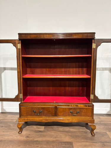 1930's Walnut Display Cabinet / Bookcase