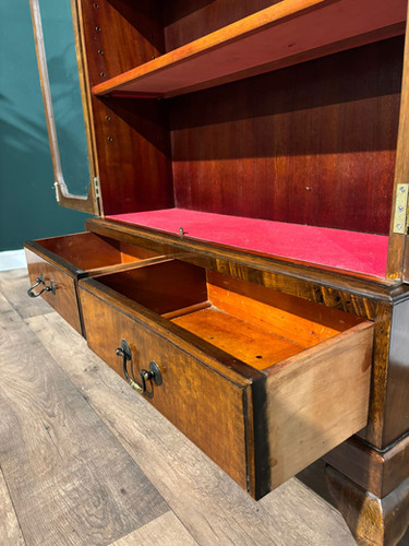 1930's Walnut Display Cabinet / Bookcase