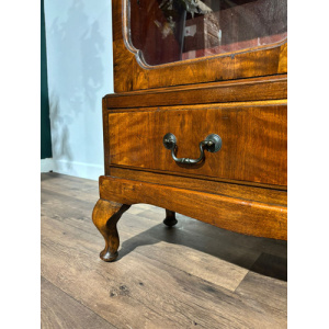 1930's Walnut Display Cabinet / Bookcase