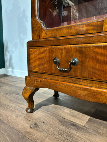 1930's Walnut Display Cabinet / Bookcase