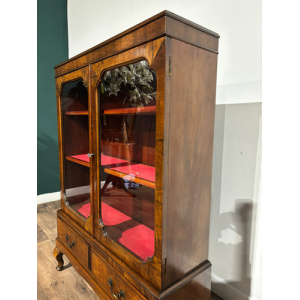 1930's Walnut Display Cabinet / Bookcase