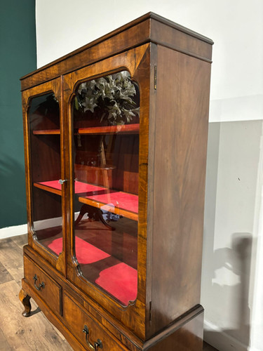 1930's Walnut Display Cabinet / Bookcase