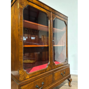 1930's Walnut Display Cabinet / Bookcase