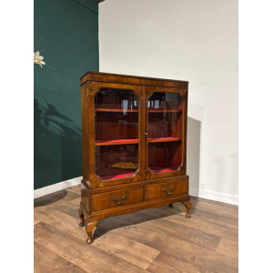 1930's Walnut Display Cabinet / Bookcase
