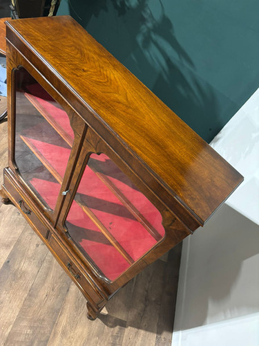 1930's Walnut Display Cabinet / Bookcase
