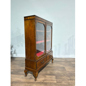 1930's Walnut Display Cabinet / Bookcase