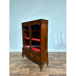 1930's Walnut Display Cabinet / Bookcase