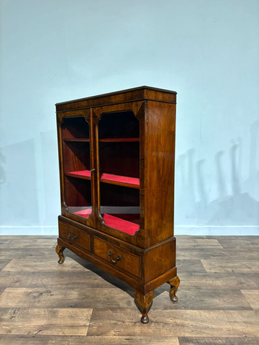 1930's Walnut Display Cabinet / Bookcase