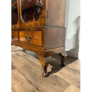 1930's Walnut Display Cabinet / Bookcase
