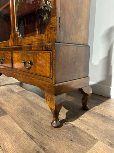 1930's Walnut Display Cabinet / Bookcase